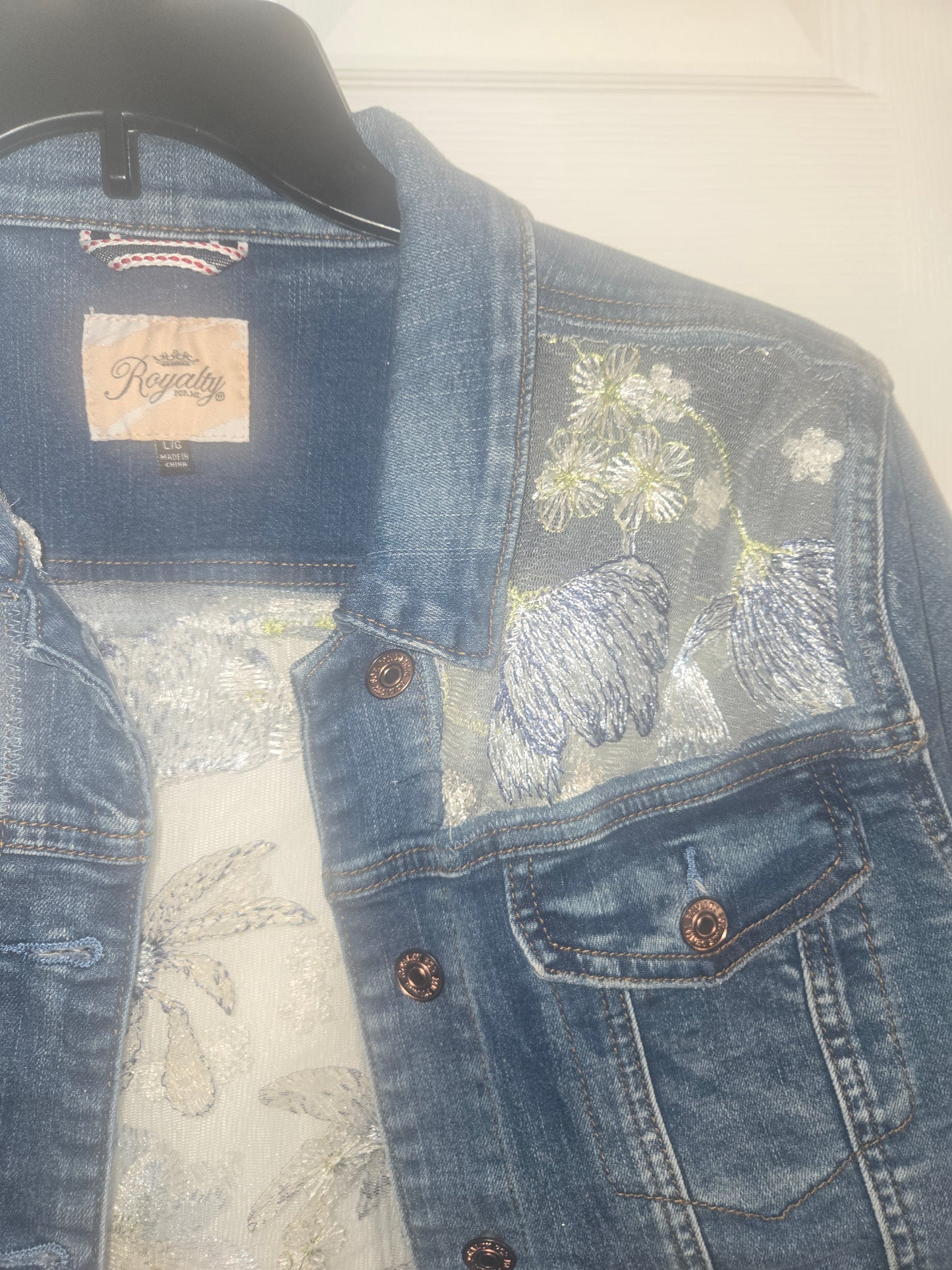 Denim Jacket Customized with Tulle Fabric