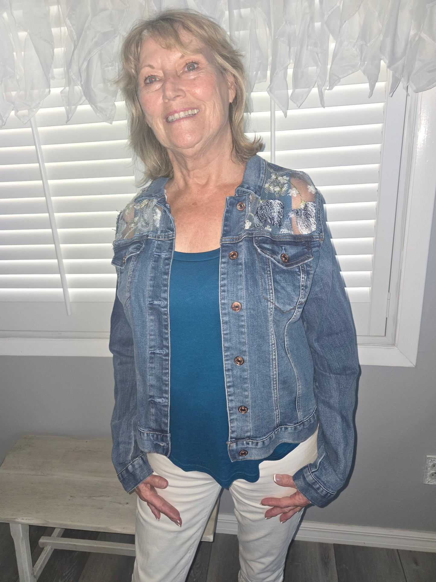 Denim Jacket Customized with Tulle Fabric