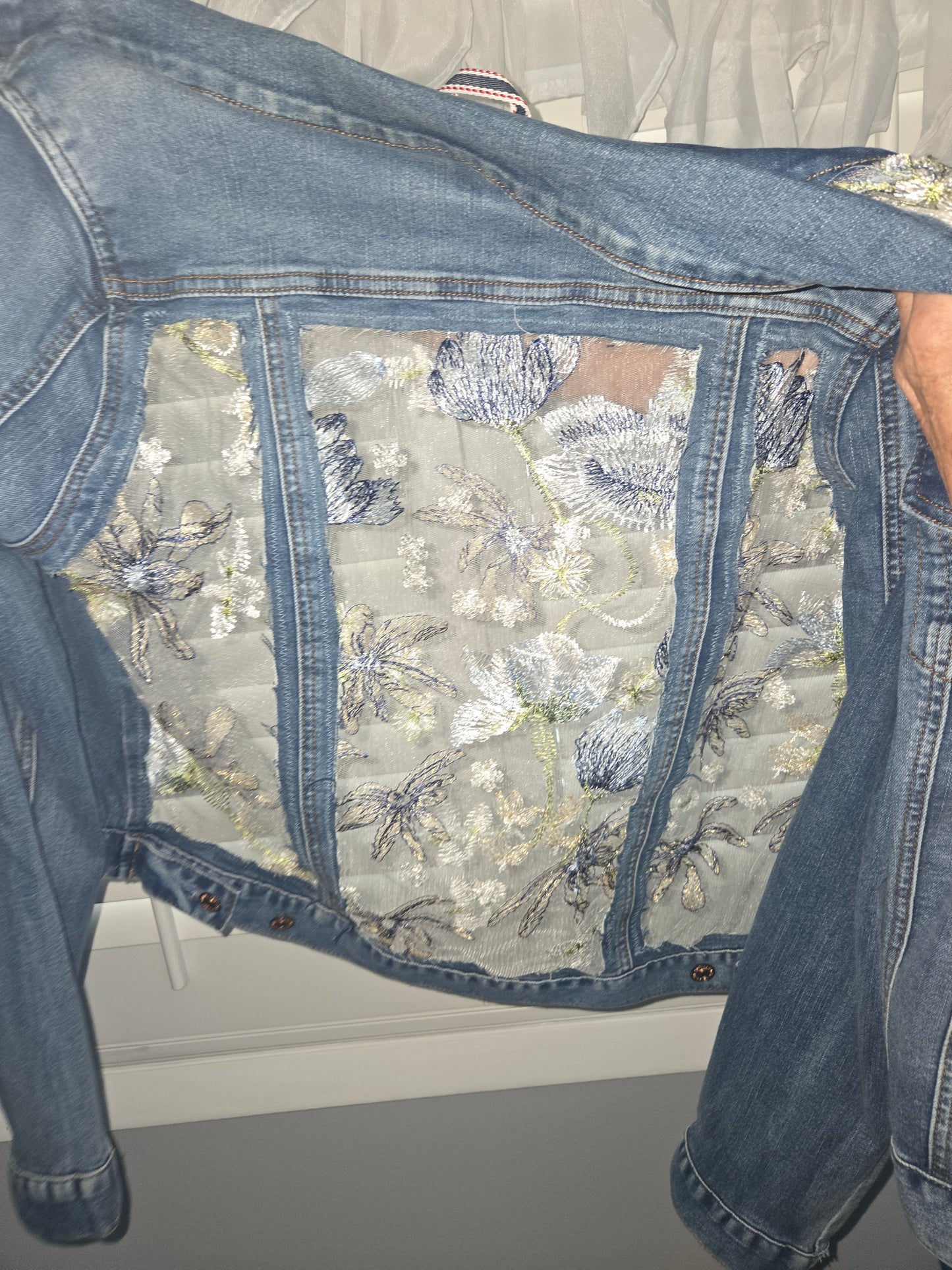 Denim Jacket Customized with Tulle Fabric